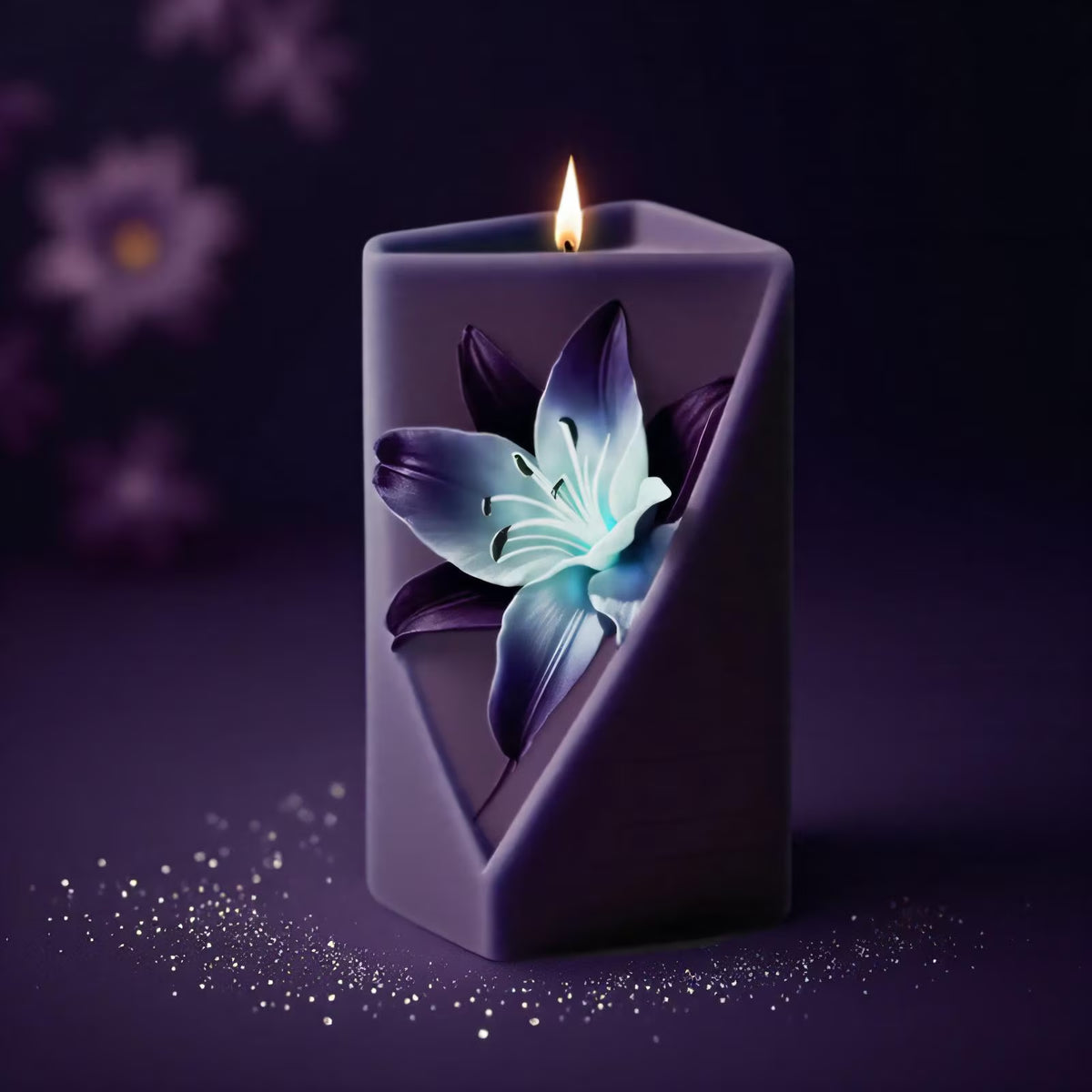 Geometric Pillar Candle Silicone Mold-Lily Flower Candle Mold-Embossed Flower Candle Mold-Aesthetic Candle Mold-Wedding Candle Decor Mold