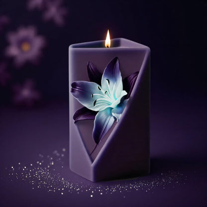 Geometric Pillar Candle Silicone Mold-Lily Flower Candle Mold-Embossed Flower Candle Mold-Aesthetic Candle Mold-Wedding Candle Decor Mold